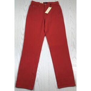 Cambio Sharon Jeans Women 10 Red Straight Cotton Blend High Rise Preppy New